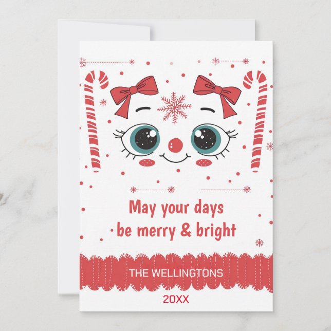 Tarjeta Festiva Festividades Navidades - Merry y Bright (Anverso)