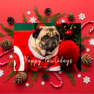 Tarjeta Festiva Festividades Navidades Perro Foto Felices Pawliday
