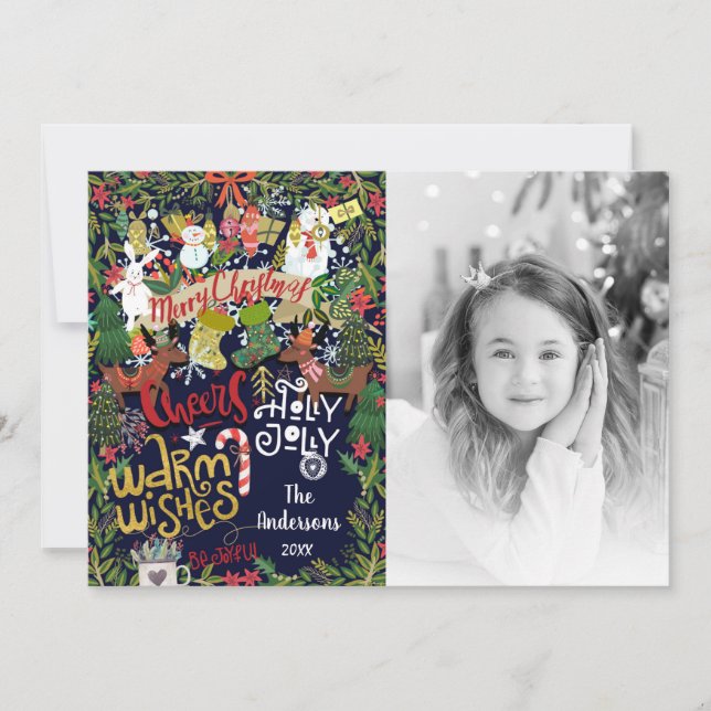 Tarjeta Festiva Festividades Navidades Whimsical Holiday Photo (Anverso)