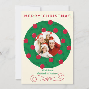 Tarjeta Festiva Festividades Navidades Wreath Holiday Photo Card