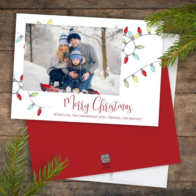 Tarjeta Festiva Festividades navideñas lindo fiesta de moda (Merry Christmas cute calligraphy script single photo greeting card template. )