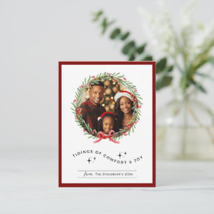 Tarjeta Festiva Festividades personalizadas de la foto de Wreath
