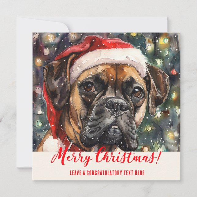 Tarjeta Festiva Festividades personalizadas de perros Boxer (Anverso)