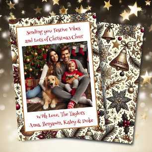 Tarjeta Festiva Festividades y Navidades celebran foto familiar