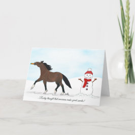Tarjeta Festiva Festivo de Caballo y Muñeco de Nieve