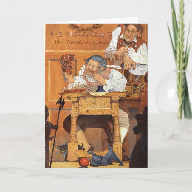 Tarjeta Festiva Fezziwig viejo (Anverso)