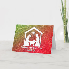 Tarjeta Festiva FIABILIDAD ESPERANZA AMAR Purpurinas Navidades cri