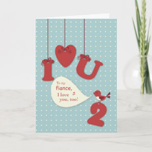 Tarjeta Festiva Fiance, Love You, También, Bird Valentine