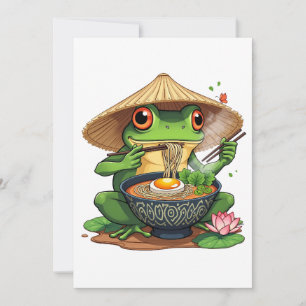 Tarjeta Festiva Fideos de rana estética japonesa Kawaii