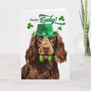 Tarjeta Festiva Field Spaniel Perro se Siente Afortunado Día de Sa