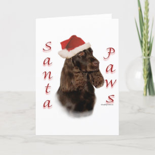 Tarjeta Festiva Field Spaniel Santa Paws