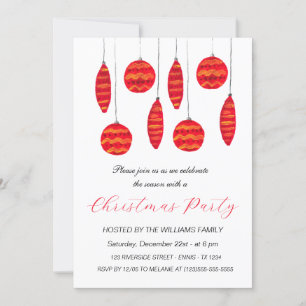 Tarjeta Festiva Fiesta acuarela de Navidades de ornamentos de invi