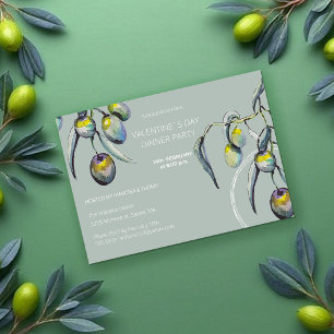 Tarjeta Festiva Fiesta artístico de la cena de San Valentín acuare