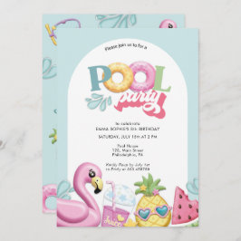 Tarjeta Festiva Fiesta chica Pool Cumpleaños
