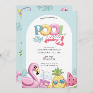 Tarjeta Festiva Fiesta chica Pool Cumpleaños