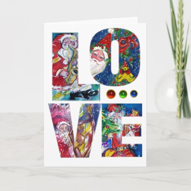 TARJETA FESTIVA FIESTA DE AMOR MUSICAL SANTA XMAS (Anverso)