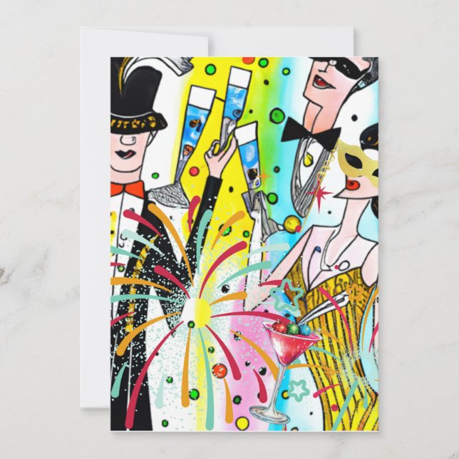 Tarjeta Festiva Fiesta de Año Nuevo (Anverso)