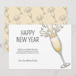 Tarjeta Festiva Fiesta de Año Nuevo Champagne