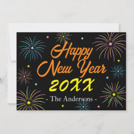 Tarjeta Festiva Fiesta de Año Nuevo de color plano