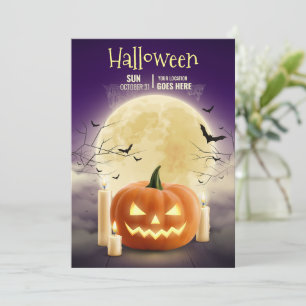 Tarjeta Festiva Fiesta de Casa Embrujada de Halloween editable, Ha