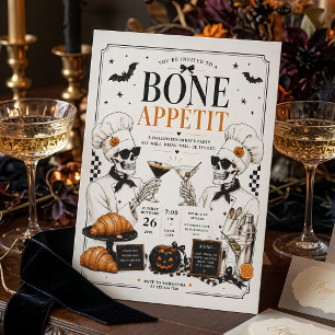 Tarjeta Festiva Fiesta de cena de Halloween Bone Appétit 