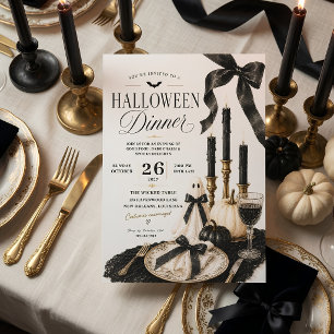 Tarjeta Festiva Fiesta de Cena de Halloween Elegante de Lujo