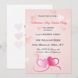 Tarjeta Festiva Fiesta de Cena del Día de San Valentín