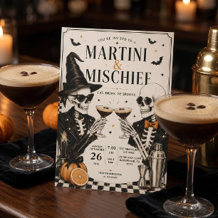 Tarjeta Festiva Fiesta de Cócteles de Halloween Martini & Mischief