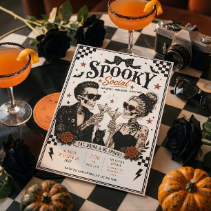 Tarjeta Festiva Fiesta de Cócteles de Halloween Social Espeluznant