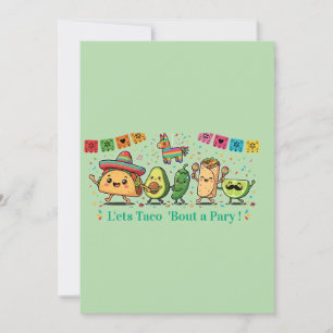 Tarjeta Festiva Fiesta de Comida Mexicana Kawaii Adorable - Taco B
