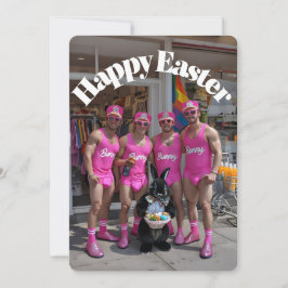 Tarjeta Festiva Fiesta de conejo de pascua divertida y fresca