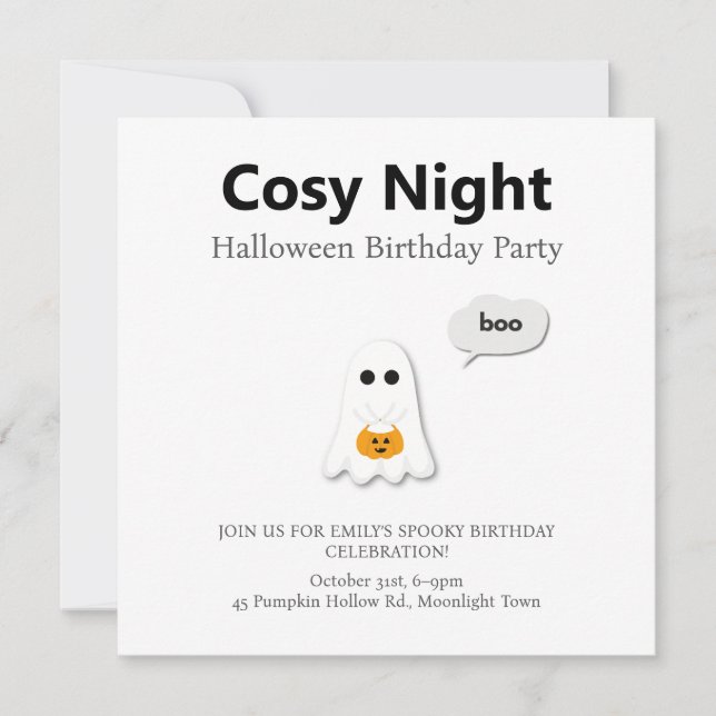 Tarjeta Festiva Fiesta de cumpleaños de Halloween | Diseño de fant (Anverso)