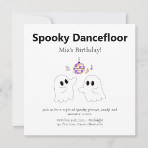 Tarjeta Festiva Fiesta de cumpleaños de Halloween Fantasma de pi