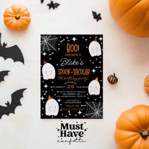 Tarjeta Festiva Fiesta de cumpleaños de Halloween para niños Fanta