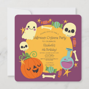 Tarjeta Festiva Fiesta de cumpleaños de niños disfraz de Halloween