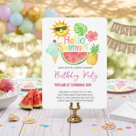 Tarjeta Festiva Fiesta de cumpleaños de verano Hello