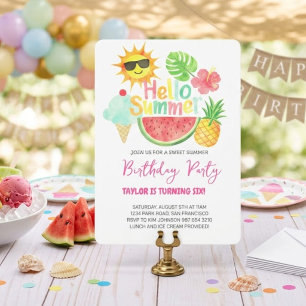 Tarjeta Festiva Fiesta de cumpleaños de verano Hello