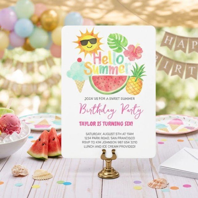 Tarjeta Festiva Fiesta de cumpleaños de verano Hello (Subido por el creador)