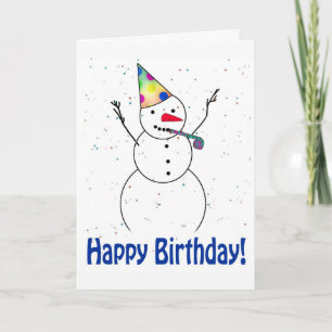 Tarjeta Festiva Fiesta de Cumpleaños del Muñeco de Nieve