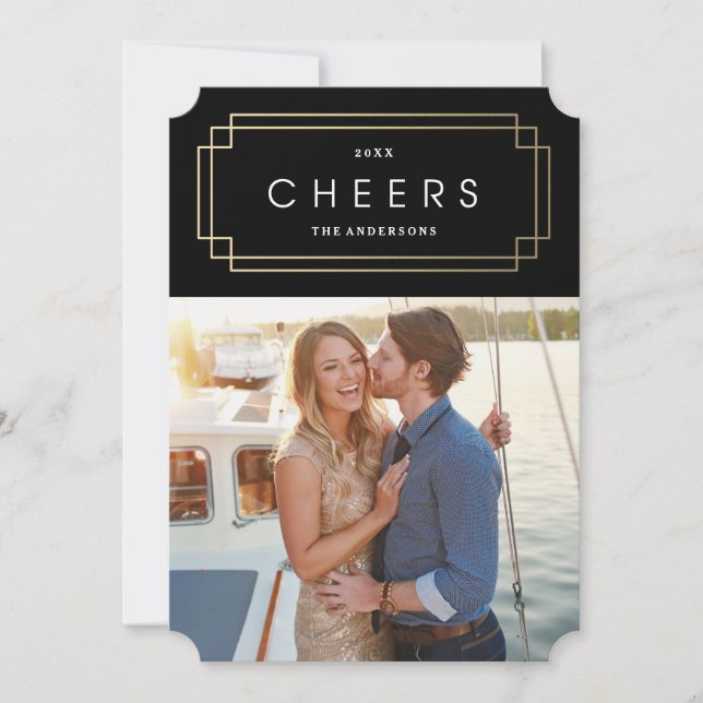 Tarjeta Festiva Fiesta de Deco de Oro (Anverso)