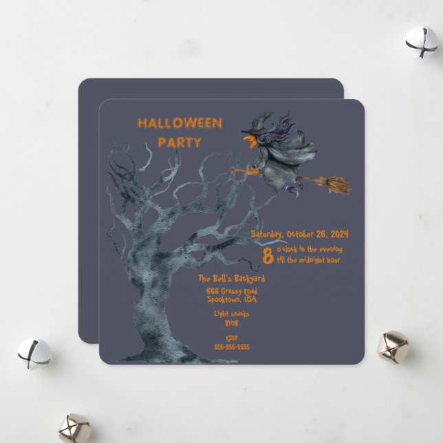 Tarjeta Festiva Fiesta DE HALLOWEEN BACKYARD (Anverso/Reverso In Situ)