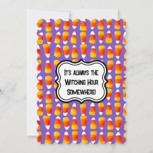 Tarjeta Festiva Fiesta de Halloween de Crazy Candy Corn