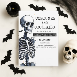 Tarjeta Festiva Fiesta de Halloween de disfraces y cócteles