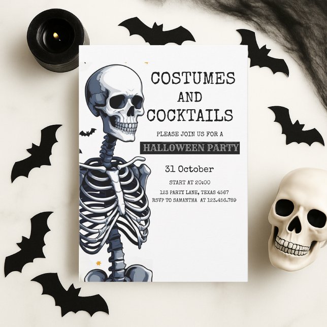 Tarjeta Festiva Fiesta de Halloween de disfraces y cócteles (Subido por el creador)