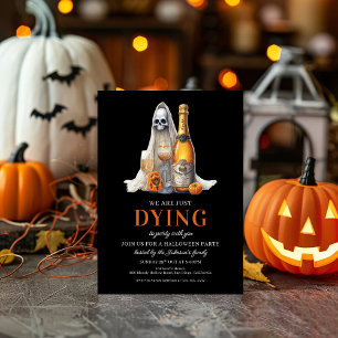 Tarjeta Festiva Fiesta de Halloween de Vino de Calabaza Fantasma E