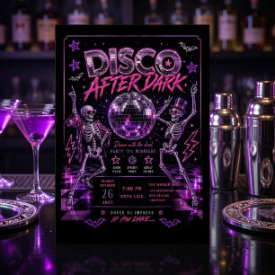 Tarjeta Festiva Fiesta de Halloween Disco After Dark Retro