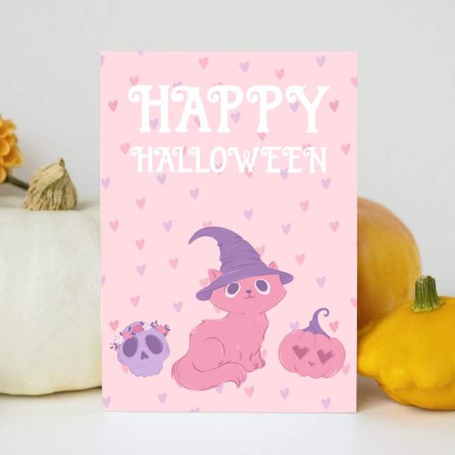Tarjeta Festiva Fiesta de Halloween Rosa (Subido por el creador)