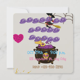 Tarjeta Festiva Fiesta de Halloween "Truco o Regalo" para Niños IN