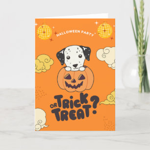 Tarjeta Festiva Fiesta de Halloween Truco o Trato Dálmata Calabaza