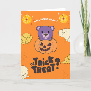 Tarjeta Festiva Fiesta de Halloween Truco o trato Oso Pimienta Fie